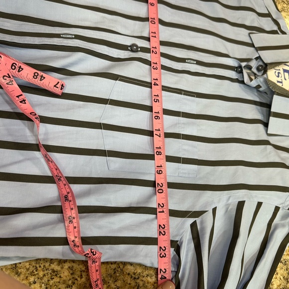 Bugatchi Men Large LS Dress Shirt Blue Stripped - Picture 6 of 7